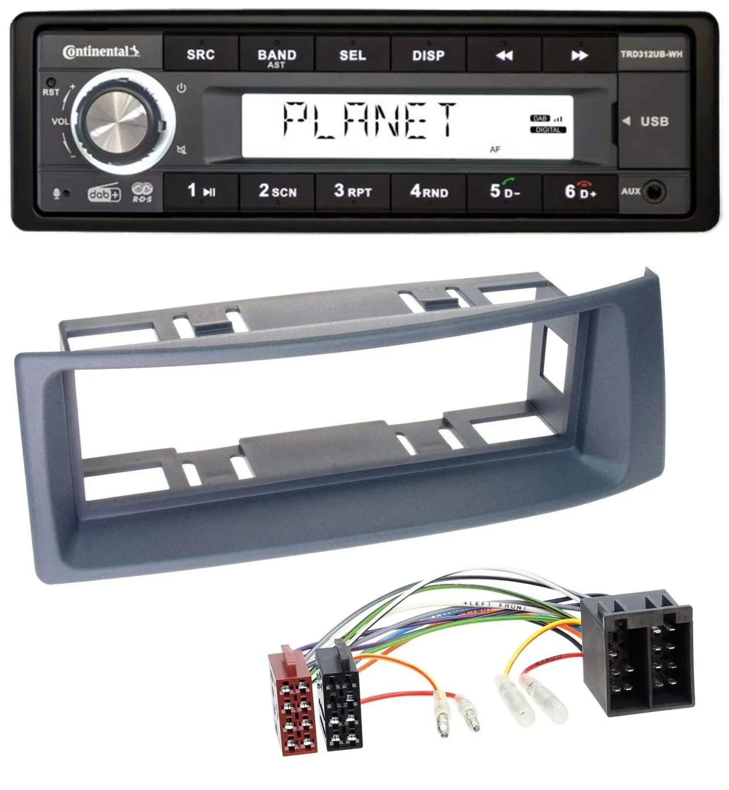 Continental USB 1DIN AUX DAB MP3 Autoradio für Renault Scenic Megane bis 03 grau
