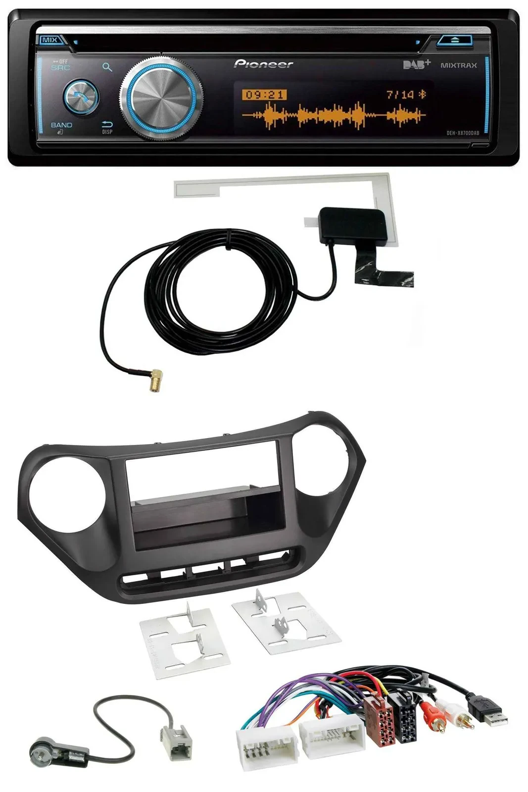 Pioneer Bluetooth DAB MP3 USB CD Autoradio für Hyundai i10 (ab 2013) AUX USB