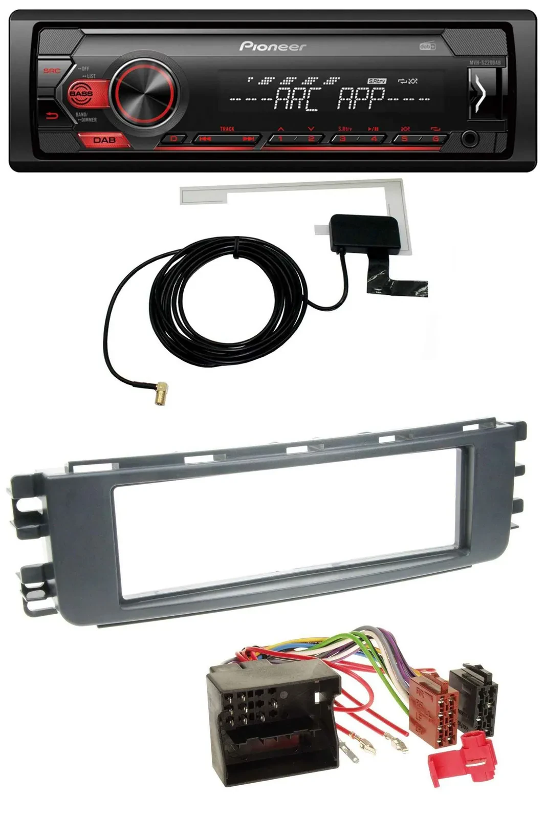 Pioneer 1DIN USB DAB MP3 AUX Autoradio für Smart ForFour (454, 2004-2006)