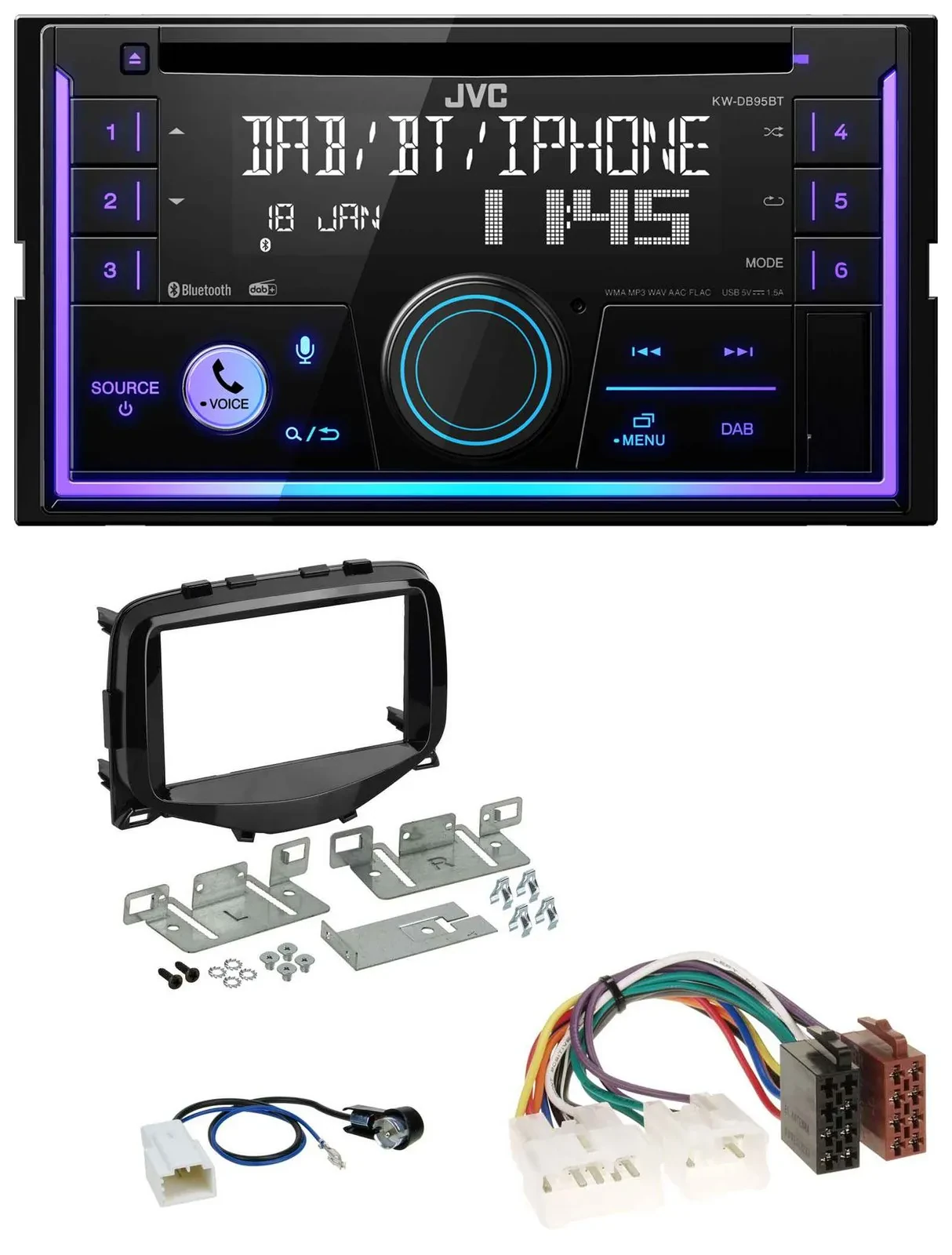JVC MP3 USB 2DIN DAB Bluetooth CD Autoradio für Toyota Aygo (2014-2021)