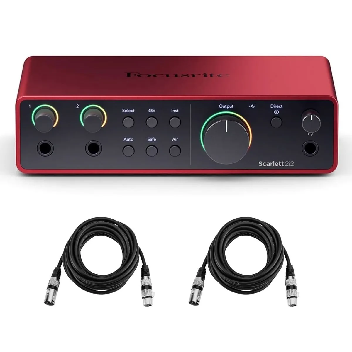 Focusrite Scarlett 2i2 4th Gen 2x2 USB Audio Interface w/ 2x 6' XLR Cables