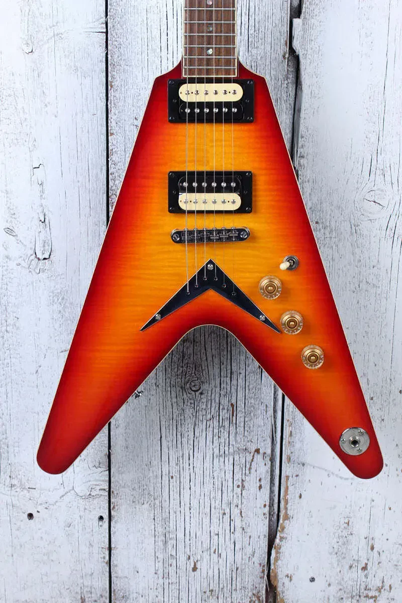 Б/У Электрогитара Dean V 79 Flying V Flame Top Trans Cherry Sunburst с кейсом
