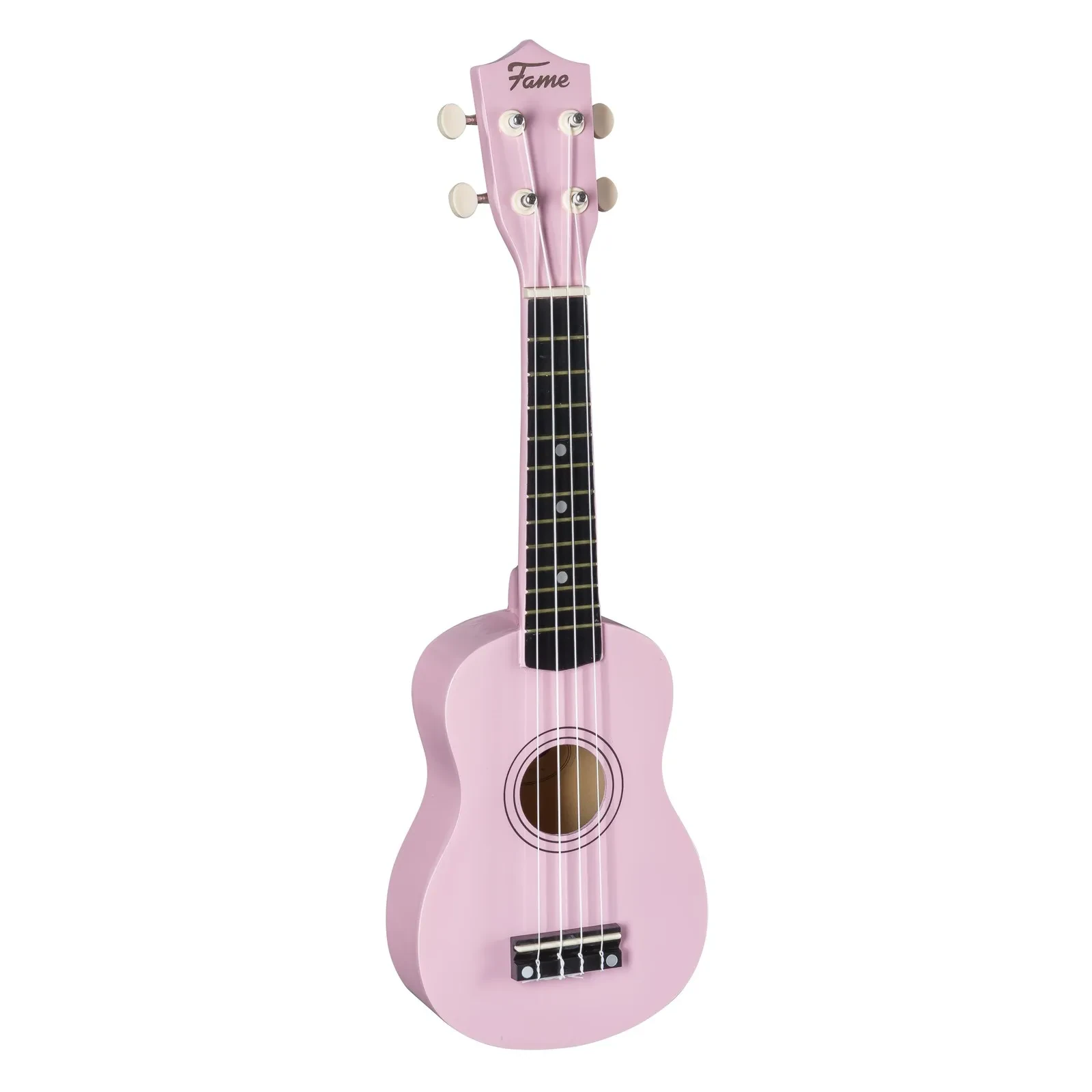 Fame UKE-S BW Sopran Ukulele Light Pink Lindenholz 12 Bünde Nickel inkl. Bag