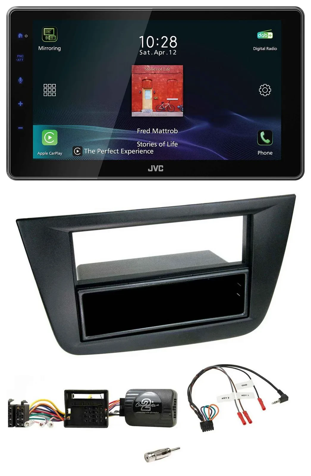 JVC DAB Lenkrad Bluetooth USB Autoradio für Seat Altea Toledo 2004-2009 schwarz