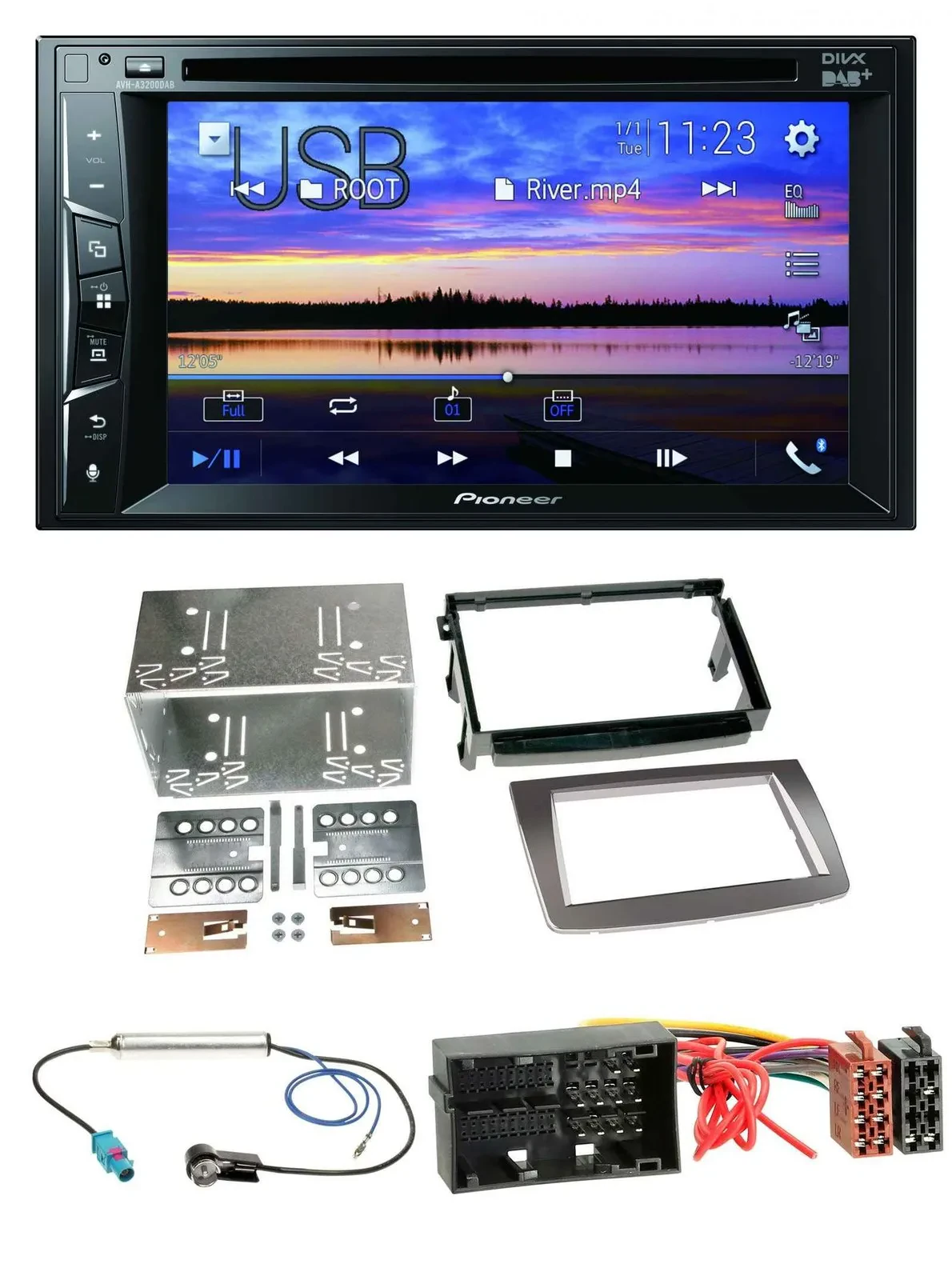 Автомагнитола для Alfa Romeo MiTo (с 2014) Pioneer 2-DIN Bluetooth USB DVD DAB MP3