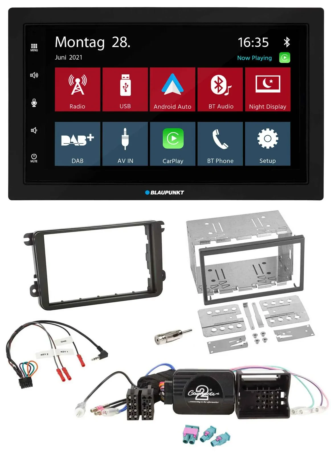 Автомагнитола Blaupunkt 2 DIN, Bluetooth, DAB, USB для VW Passat/Polo/Scirocco