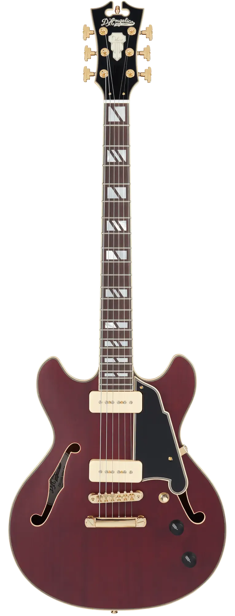 Электрогитара полуакустическая D'Angelico Deluxe Mini DC Satin Trans Wine