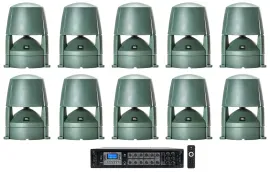 (10) JBL CONTROL 85M 5.25" Commercial 70v Outdoor Landscape Speakers+Amplifier