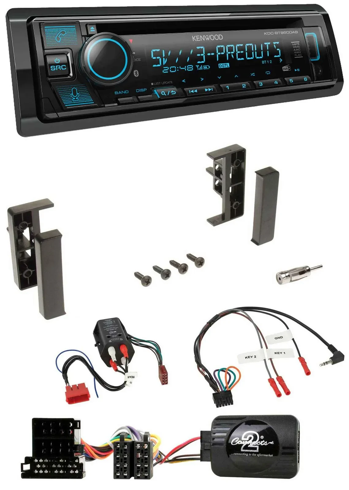 Автомагнитола для Audi A3/A4/A6 (1999–2000) Kenwood Bluetooth, USB, CD, DAB, поддержка кнопок на руле, совместима с Bose