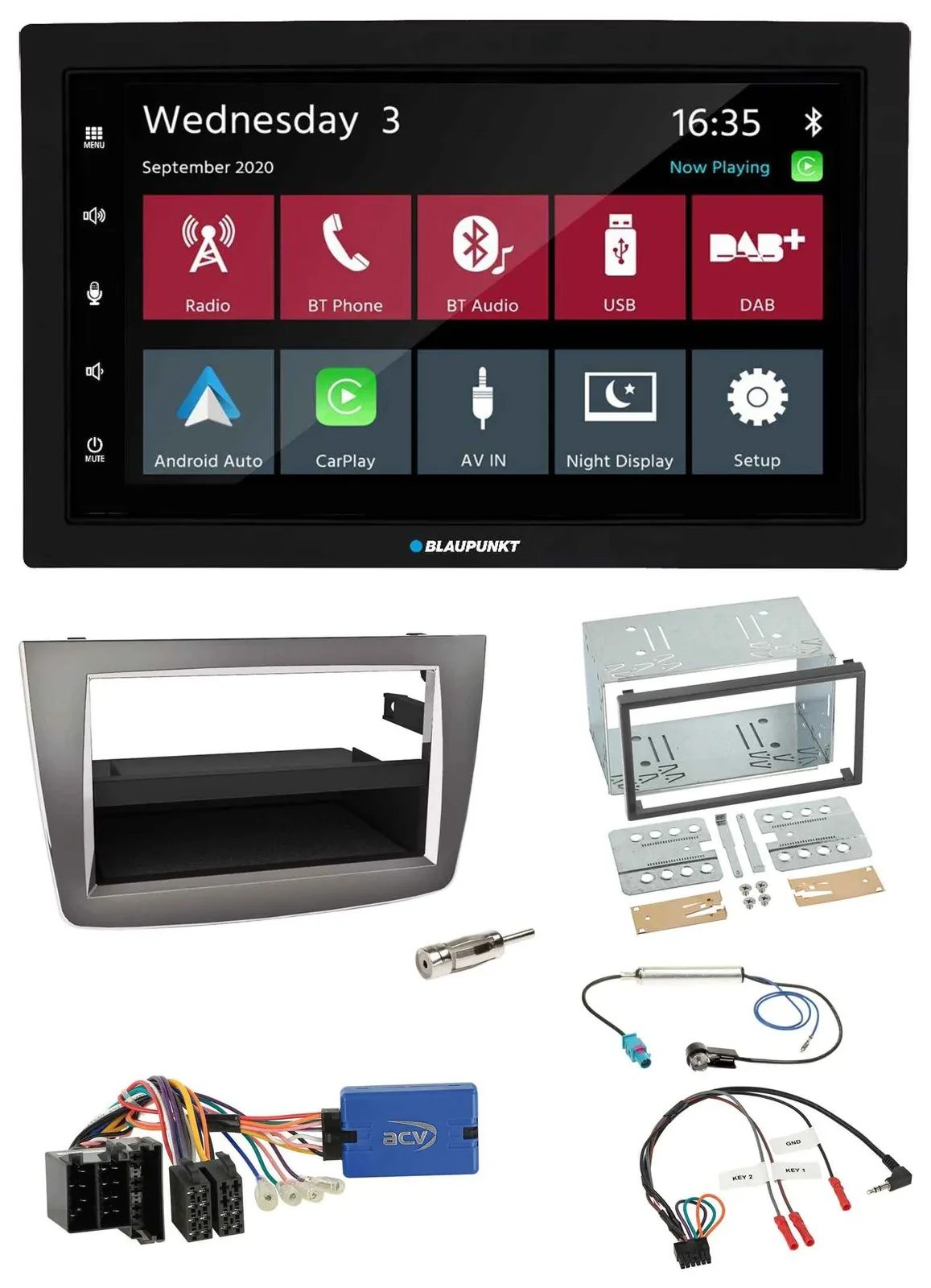 Blaupunkt 2DIN Lenkrad USB Bluetooth DAB Autoradio für Alfa Romeo Mito 13-18 955