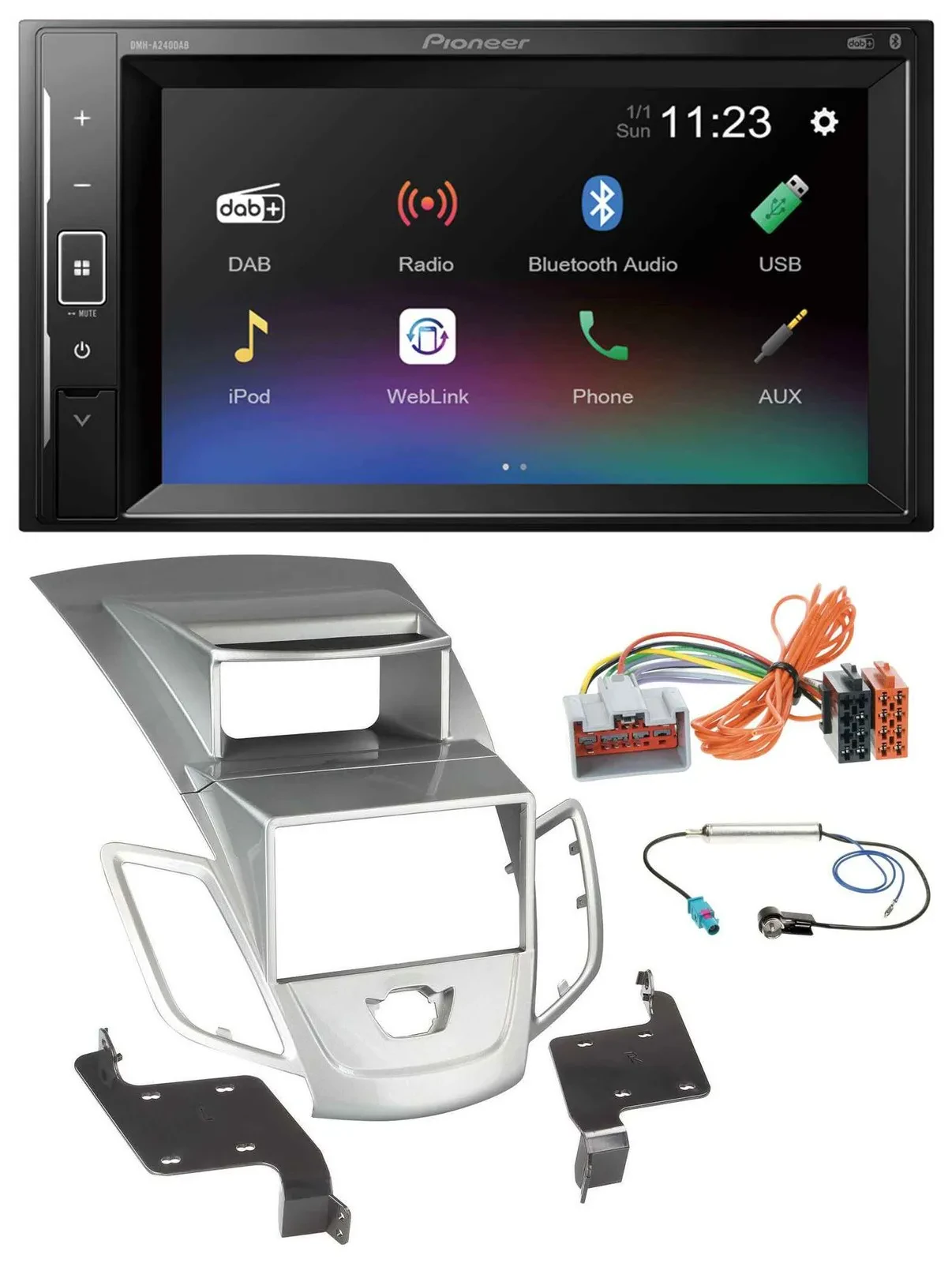 Pioneer DAB MP3 2DIN Bluetooth USB Autoradio für Ford Fiesta 2008-2010 Display s