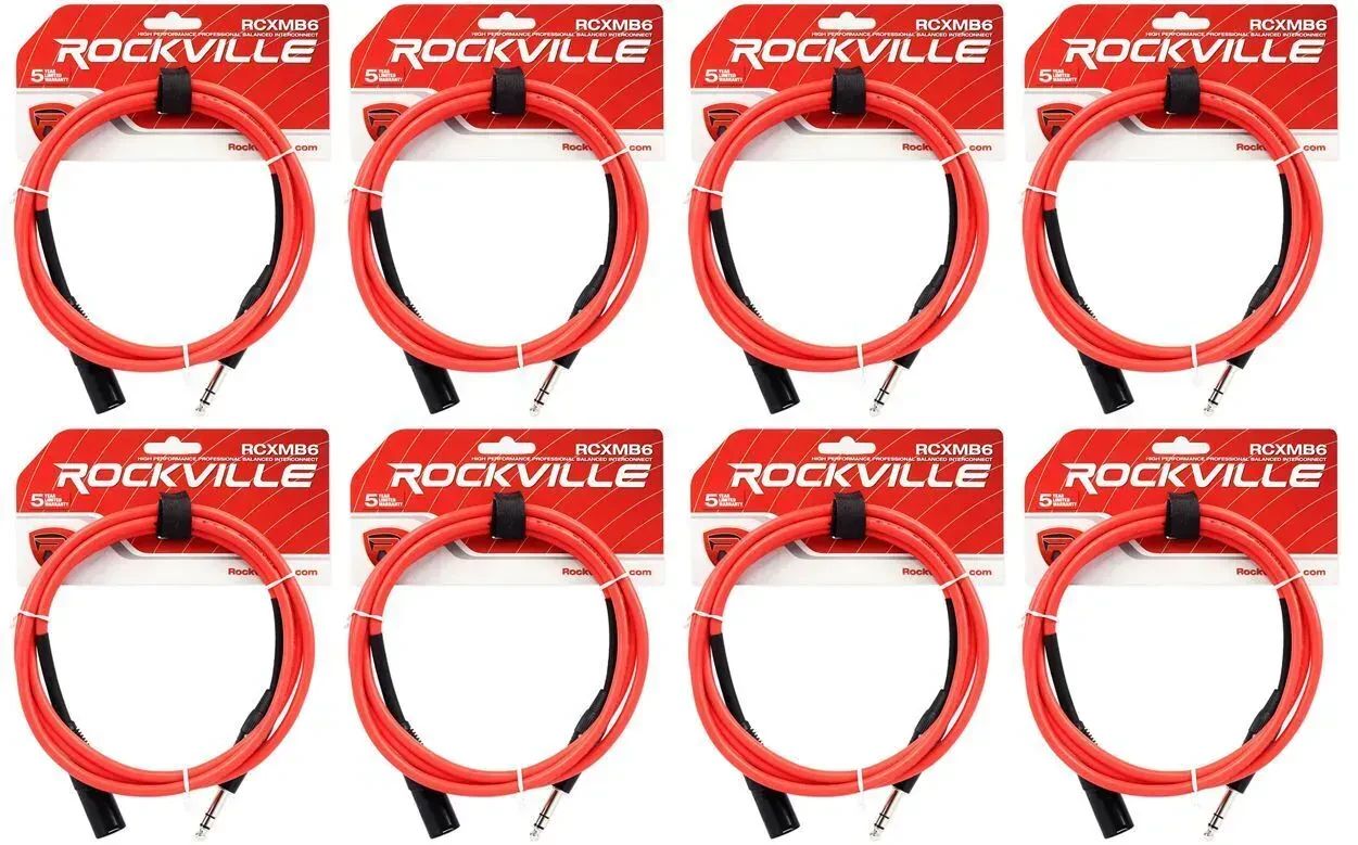 Коммутационный кабель Rockville RCXMB6-R Red 1.8 м (8 штук)