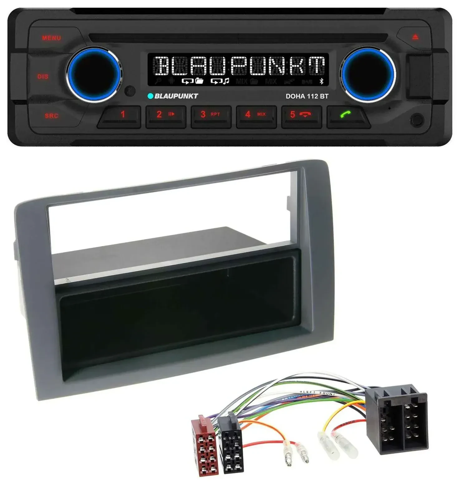 Blaupunkt AUX MP3 CD Bluetooth USB Autoradio für Fiat Idea (350, 03-11) - grau