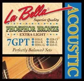 Струны для акустической гитары La Bella 7GPT 10-50, бронза фосфорная