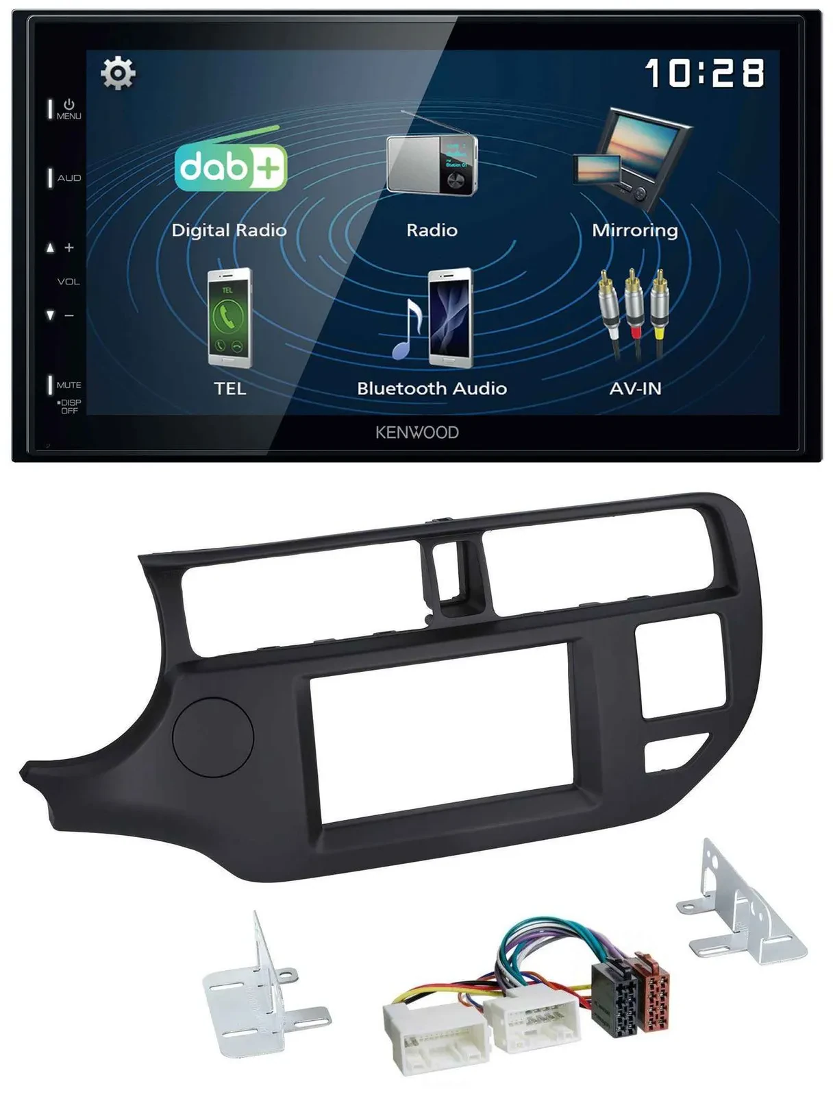 Kenwood 2DIN Bluetooth MP3 USB DAB Autoradio für Kia Rio 11-14 UB schwarz