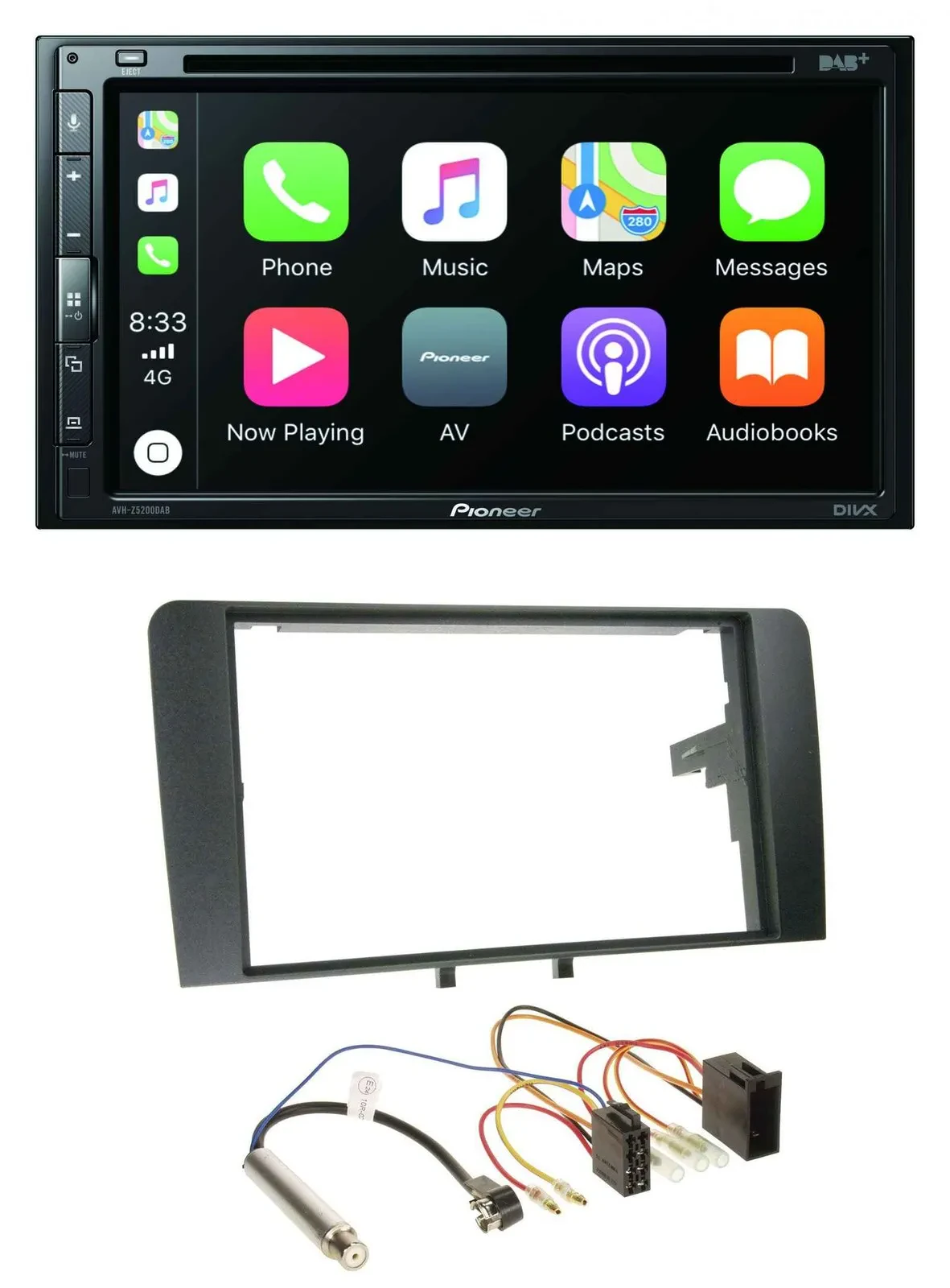 Pioneer DVD 2DIN MP3 DAB Bluetooth USB Autoradio für Audi A3 8P 2003-2006 ISO
