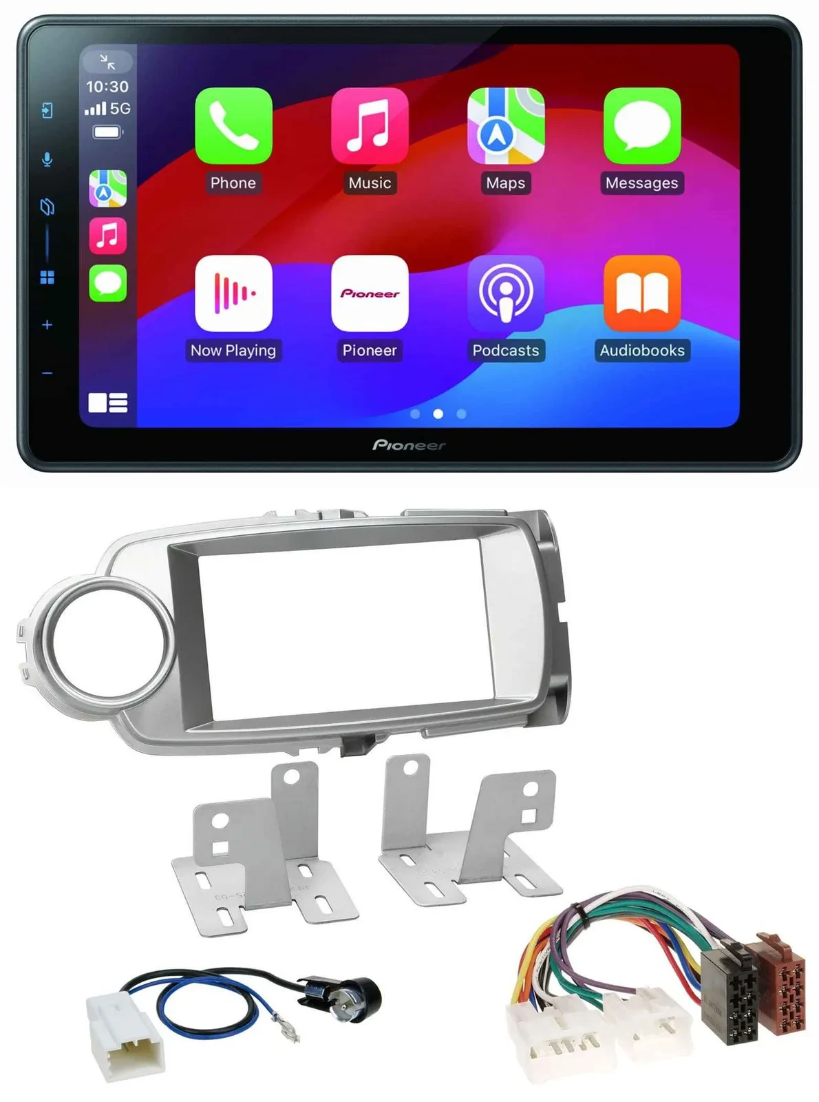 Автомагнитола для Toyota Yaris 2011–2014 Pioneer 2DIN, Bluetooth, USB, MP3, DAB, серебристая