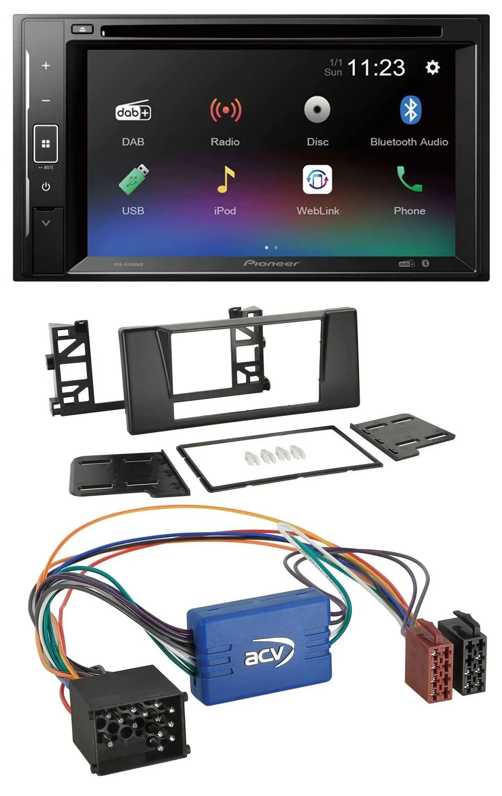 Pioneer Bluetooth MP3 USB 2DIN DAB DVD Autoradio für BMW X5 E53 5er E39 Rundpin