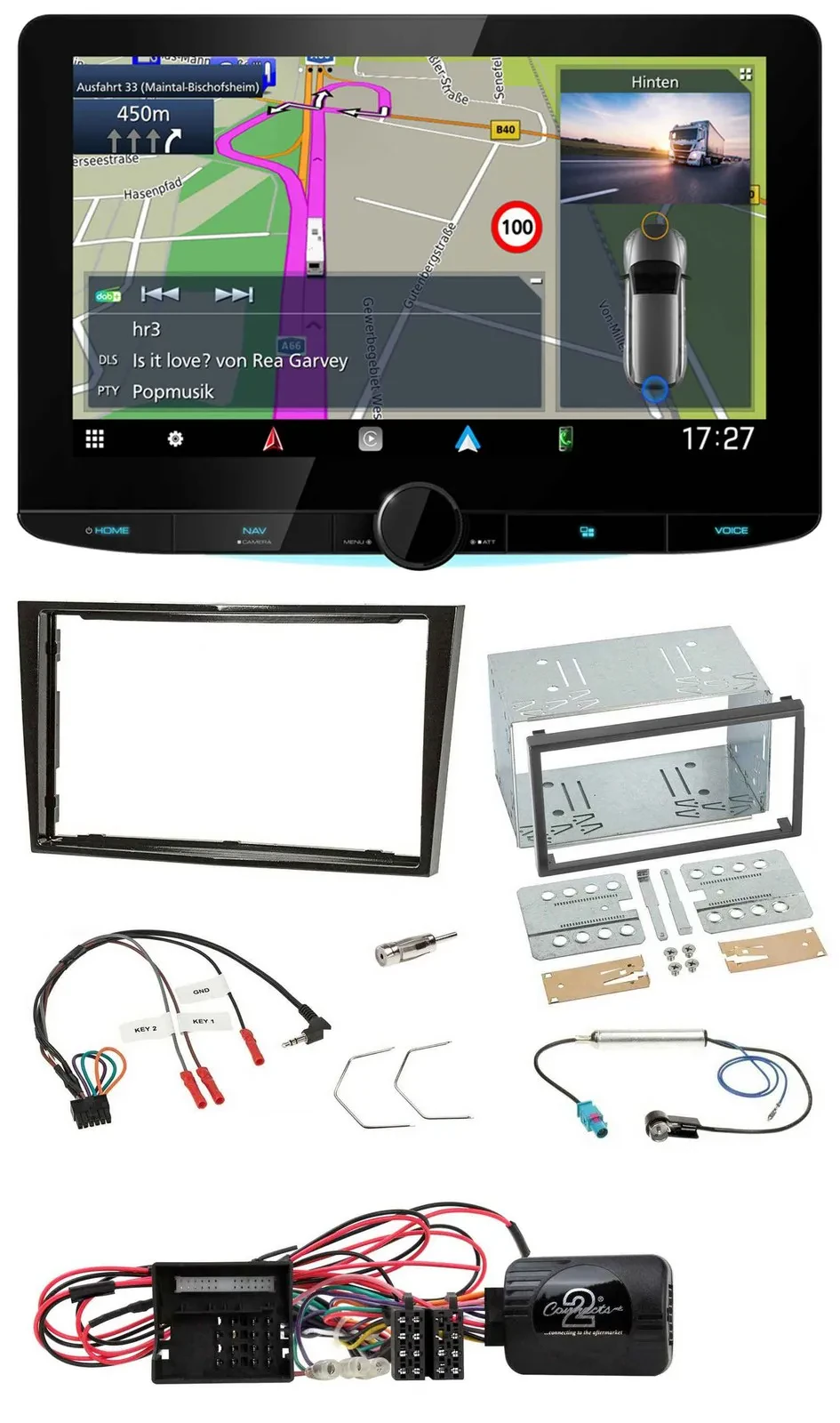 Kenwood Bluetooth DAB TMC 2DIN Lenkrad USB Navigation für Opel Corsa D Klavierla