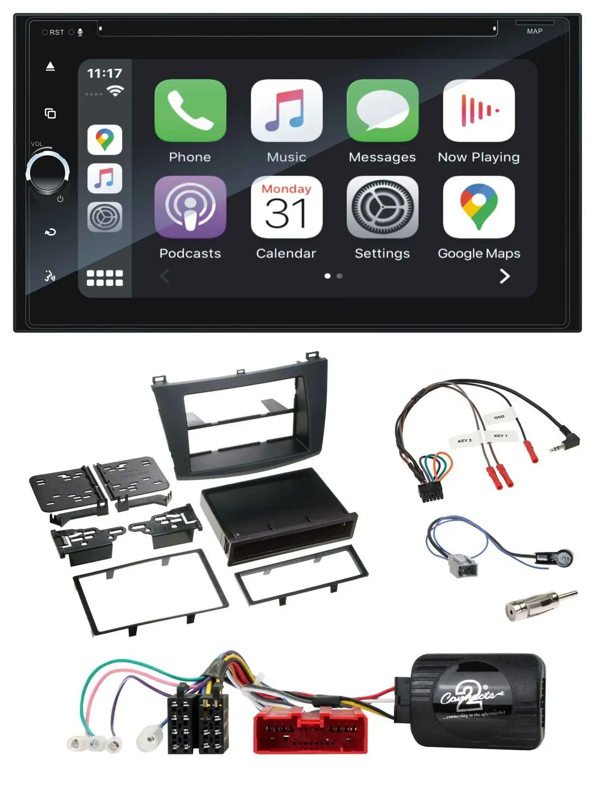 Blaupunkt 2DIN Bluetooth DAB USB DVD Lenkrad Autoradio für Mazda 3 09-13 analog