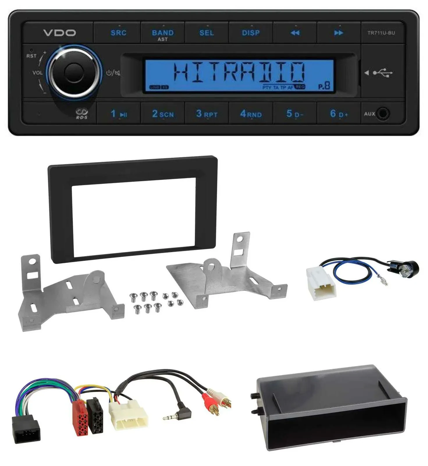VDO AUX 1DIN MP3 USB Autoradio für Toyota Aygo AB7 ab 2022 mattschwarz
