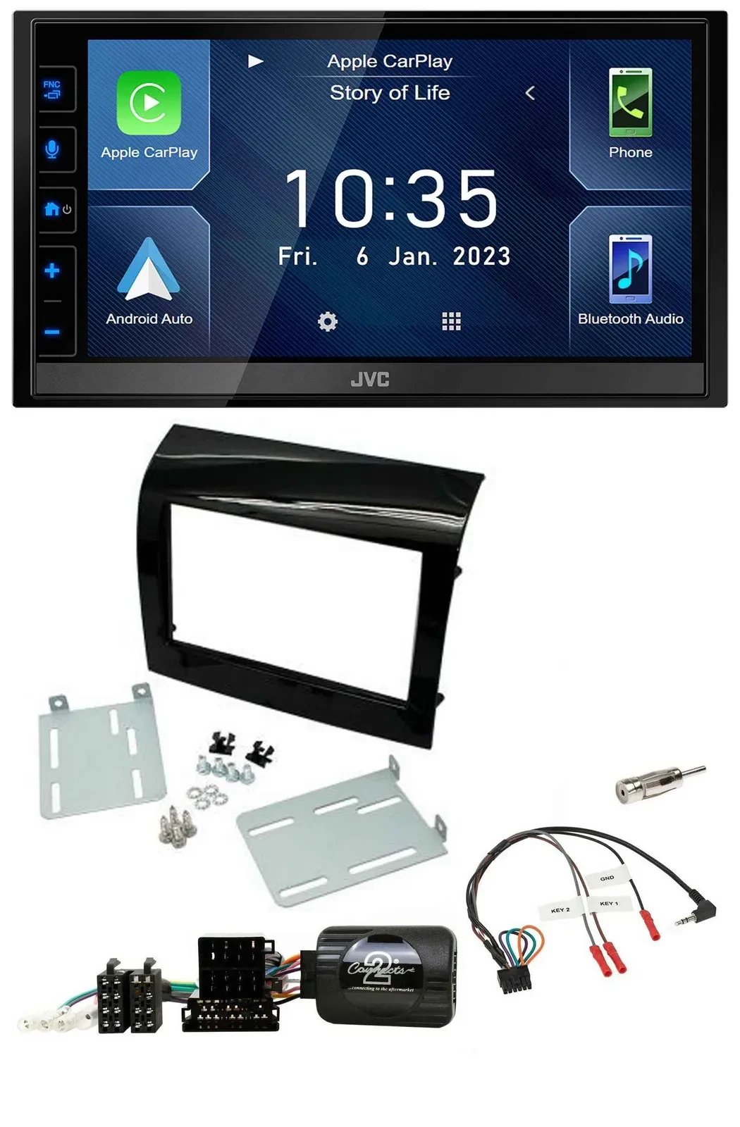 JVC DAB Bluetooth Lenkrad USB 2DIN Autoradio für Fiat Ducato 2012-2015 Piano-sch