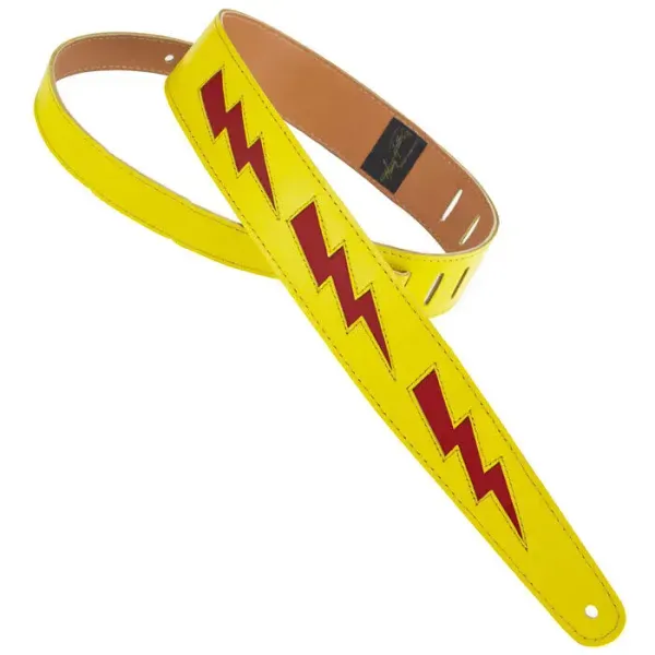 Ремень для гитары Henry Heller HPDB-YR Lightning Bolt Leather Yellow Red