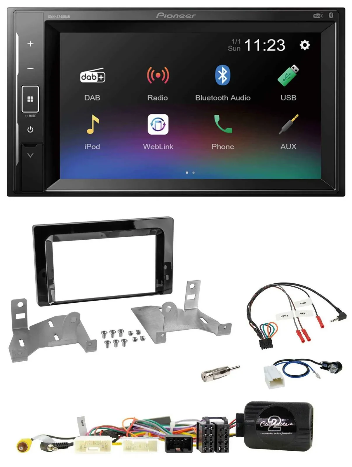 Pioneer DAB Lenkrad 2DIN Bluetooth USB Autoradio für Toyota Aygo AB7 ab 22 klavi