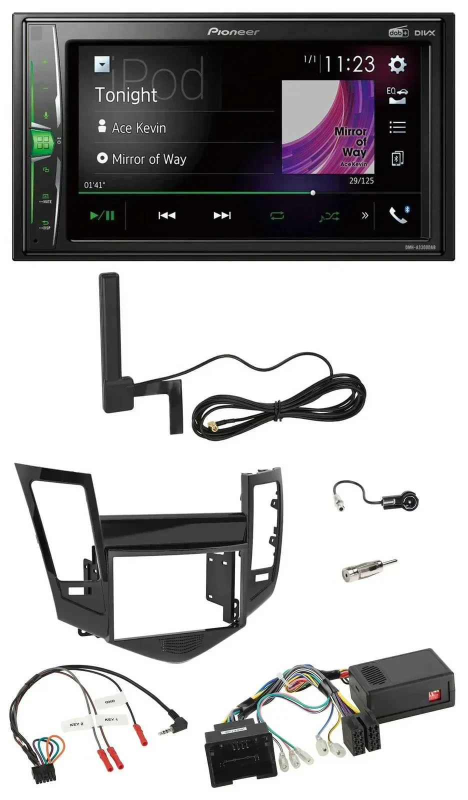 Автомагнитола Pioneer 2DIN, MP3, DAB, Bluetooth для Chevrolet Cruze (05/2009–201)
