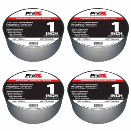 ProX XGF-160BLK 180FT 1" Black Commercial Grade Pro Audio Stage Gaffer Tape 4 Pk