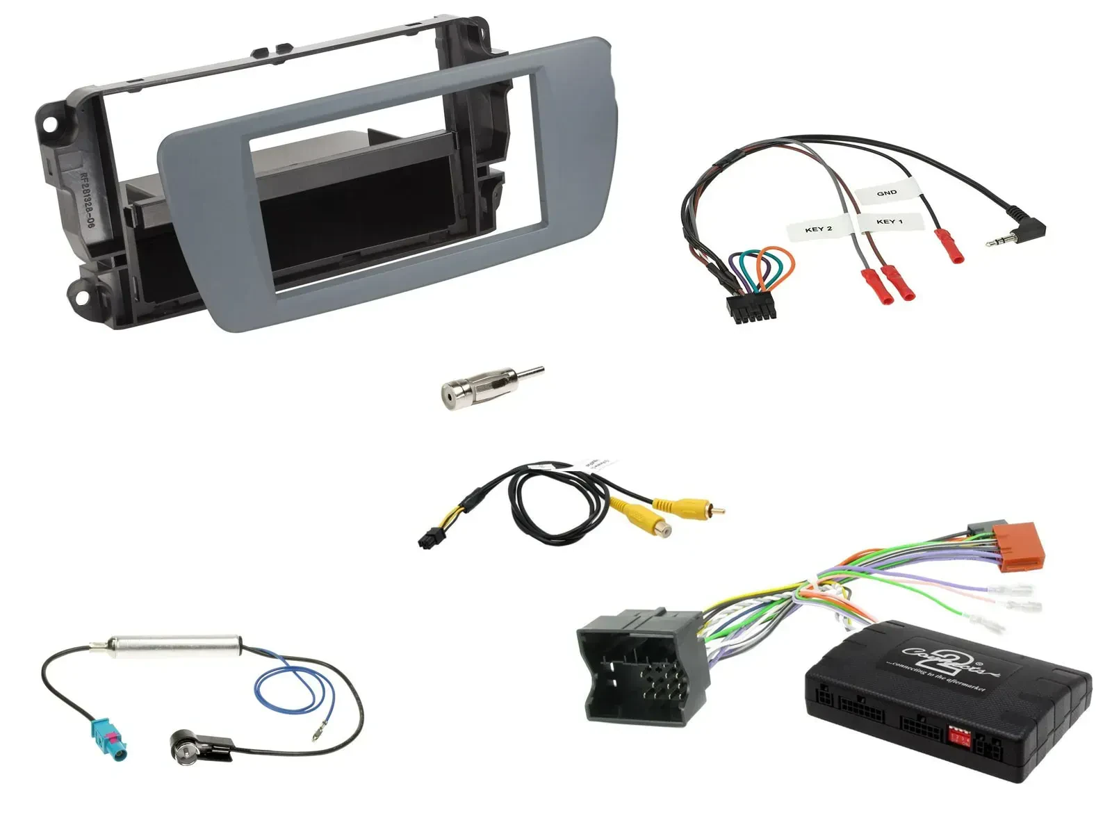 Einbauset Lenkradadapter DIN Autoradio für Seat Ibiza 2008-2015 conemaragrau