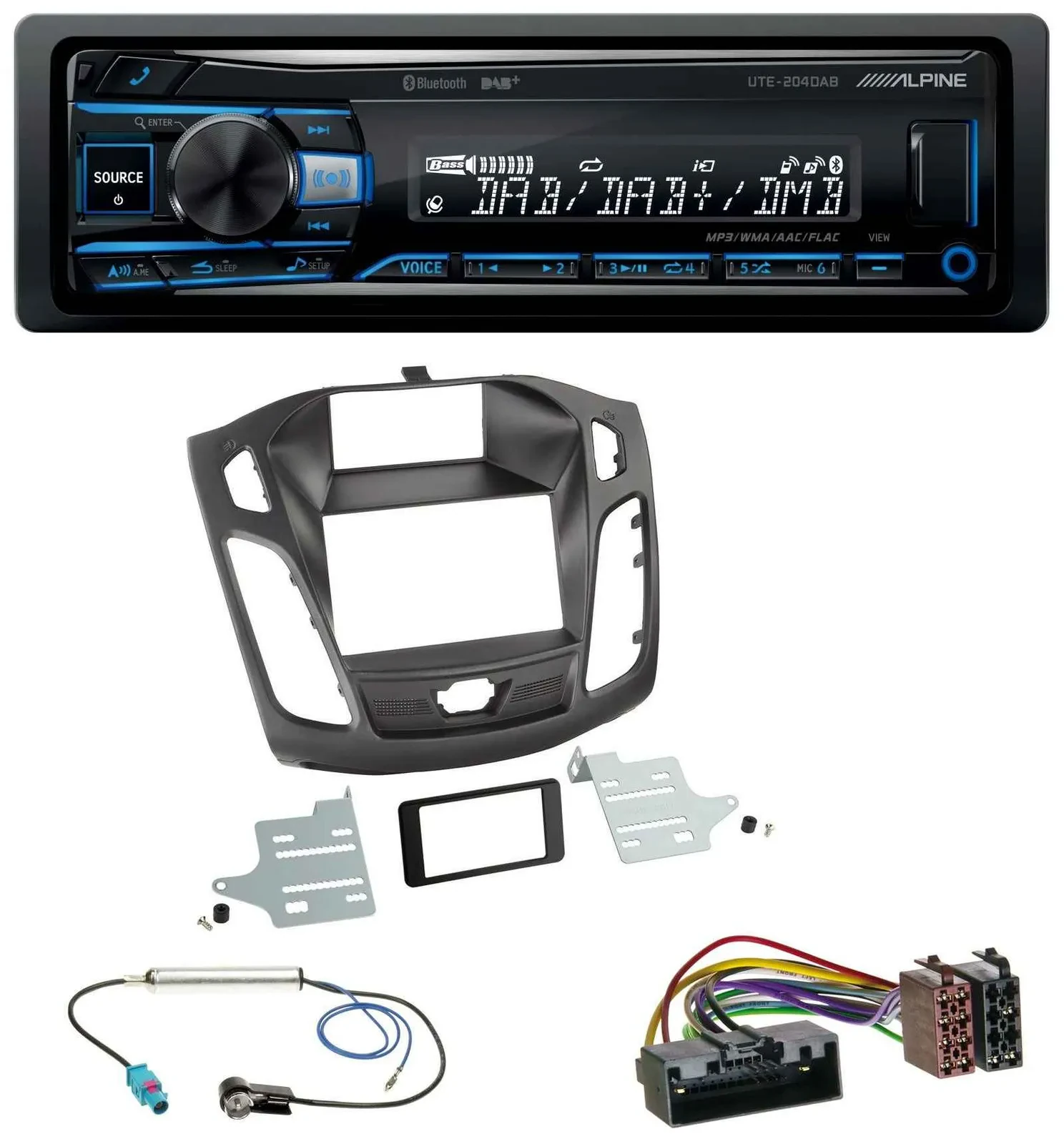 Автомагнитола Alpine USB Bluetooth DAB MP3 для Ford Focus (DYB, 2011–2014)
