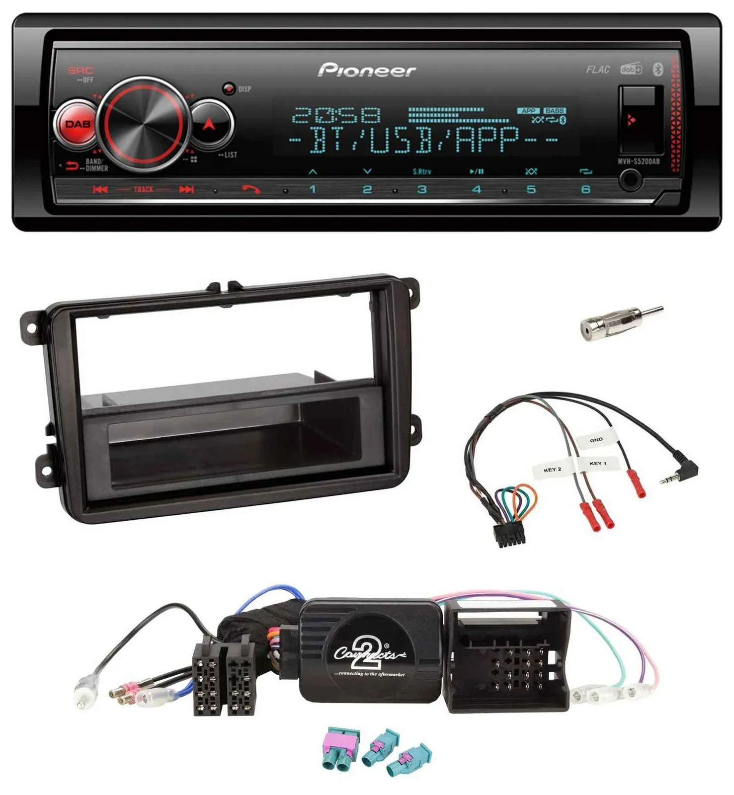 Pioneer Bluetooth USB Lenkrad DAB Autoradio für VW Amarok Beetle EOS Caddy Golf