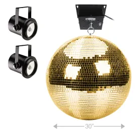 30" Gold Mirror Glass Disco Ball DJ Home Party Club Stage Light Effect Pack