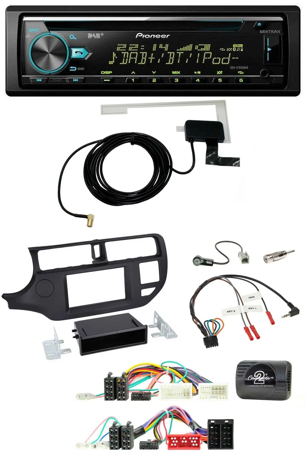 Автомагнитола для Kia Rio (UB) 2011–2015 Pioneer CD/USB/DAB/MP3, черная