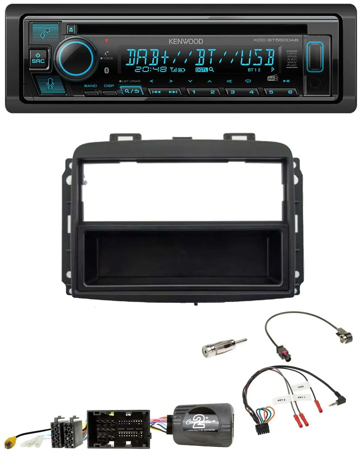 Автомагнитола Kenwood Bluetooth DAB CD USB для Fiat 500L (с 2012) с поддержкой управления с руля