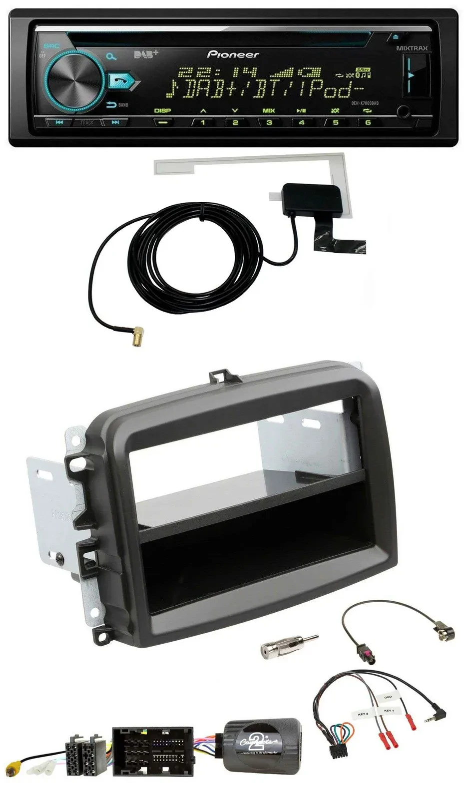 Автомагнитола Pioneer CD/MP3, USB, DAB, поддержка кнопок на руле, для Fiat 500L (с 2012)