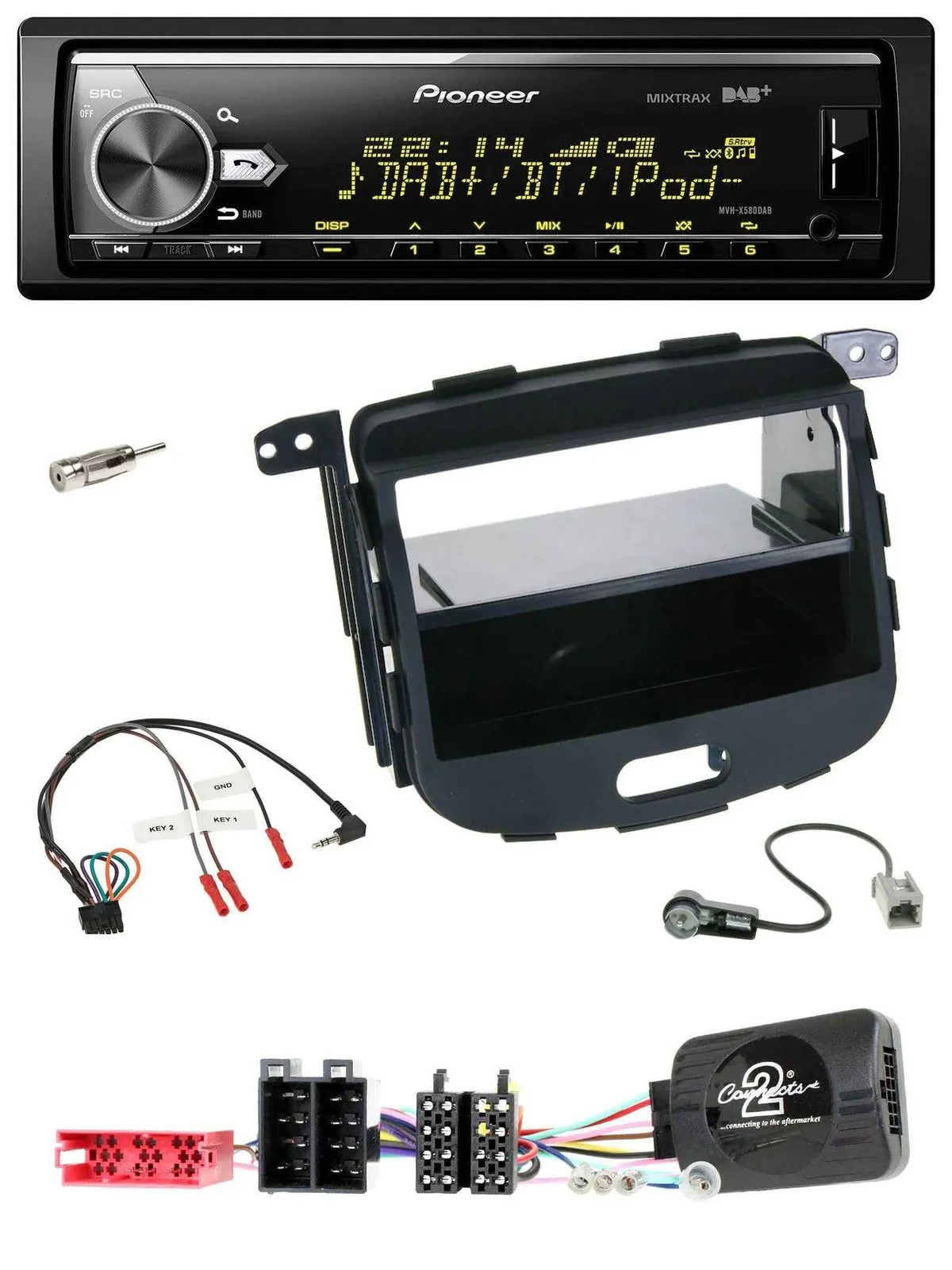 Pioneer Bluetooth USB DAB Lenkrad Autoradio für Hyundai i10 09-13 schwarz Rubber