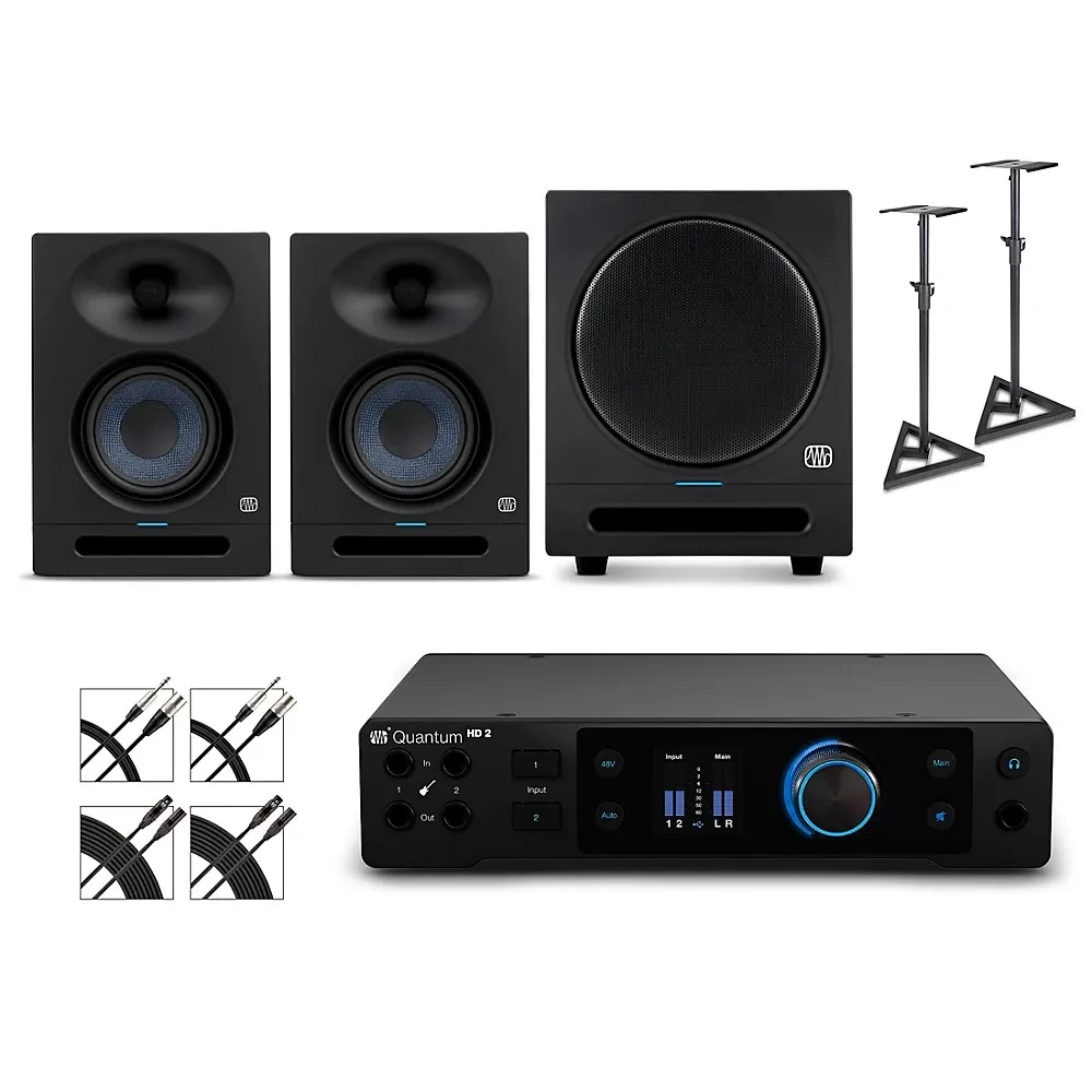 PreSonus Quantum HD2 Audio Interface w/Eris Monitors/SUB8BT/Cables/Stands