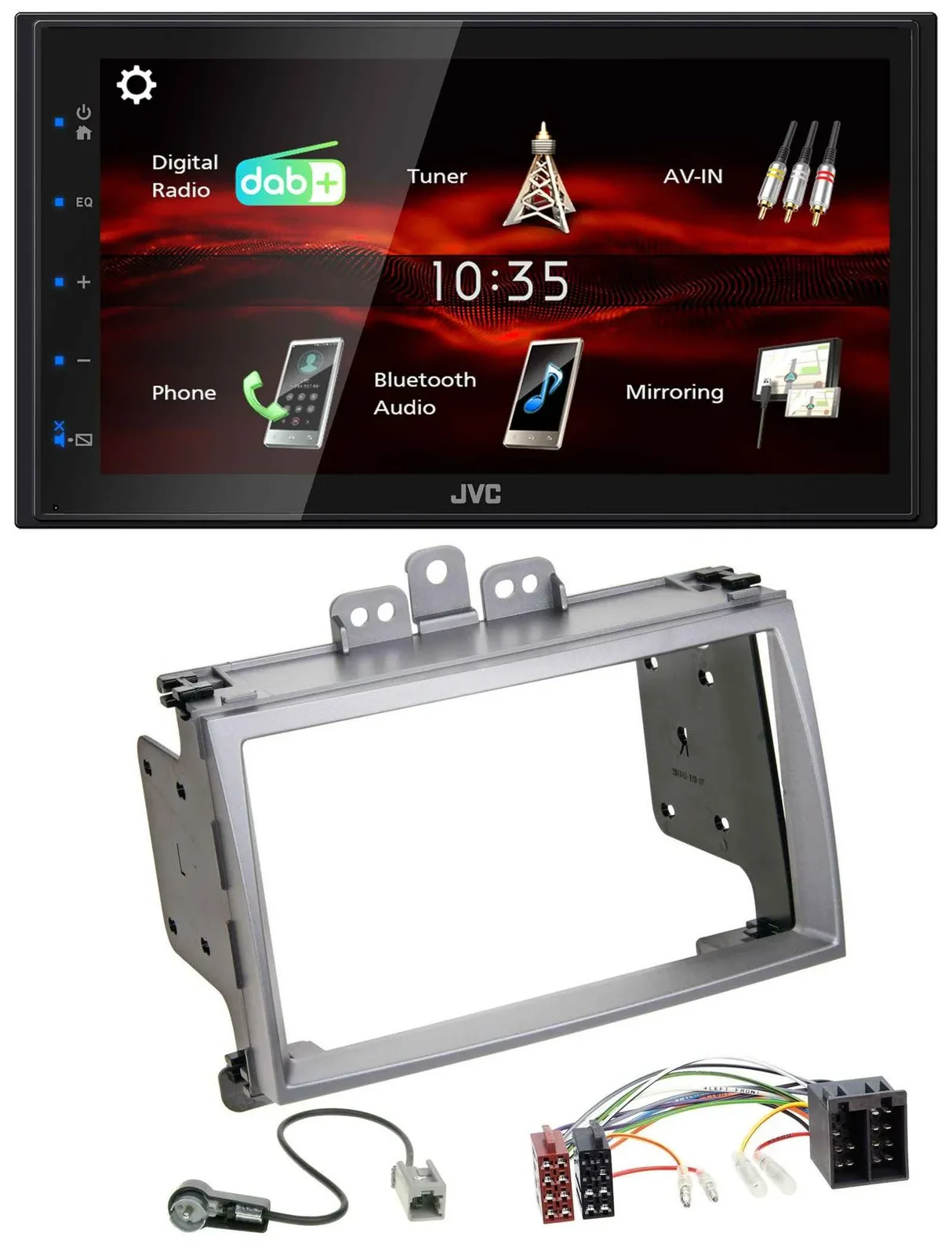 Автомагнитола JVC 2-DIN USB, Bluetooth, MP3, DAB, для Hyundai i20 (2009–2012), серебристый