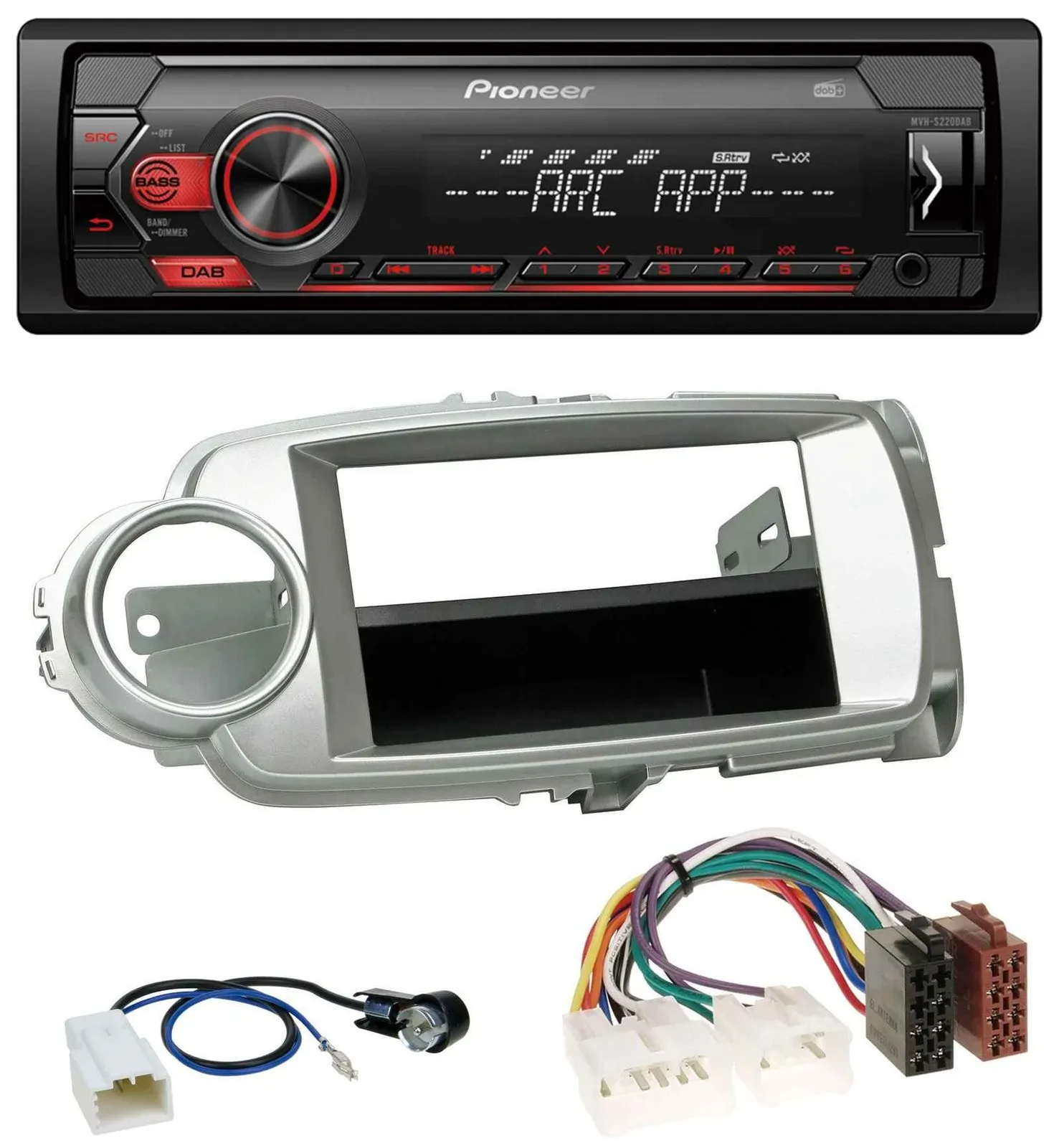 Pioneer DAB 1DIN MP3 AUX USB Autoradio für Toyota Yaris (11-14) - silber