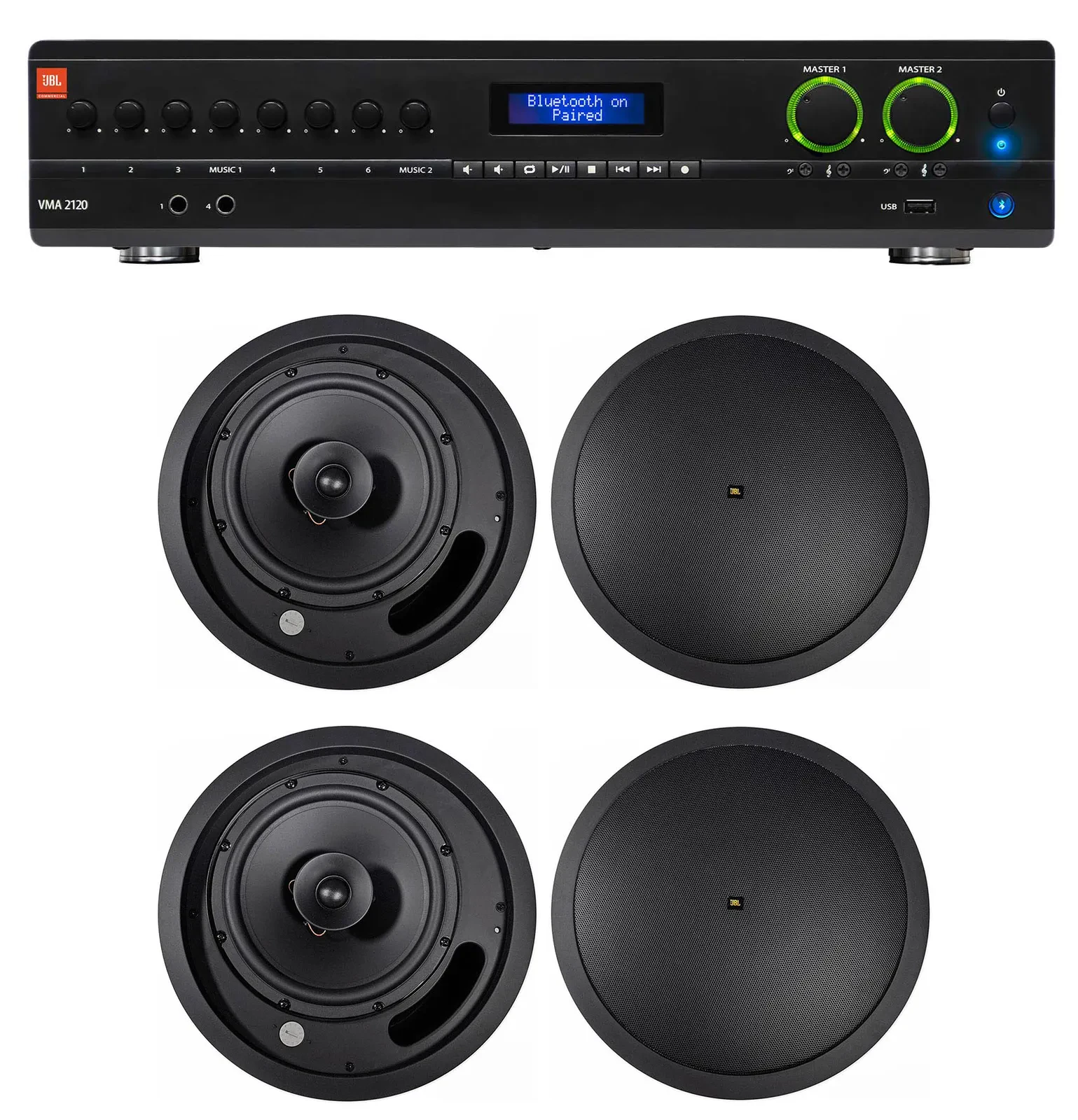 Потолочная акустика JBL Control 18C/T Black с усилителем (4 штуки)