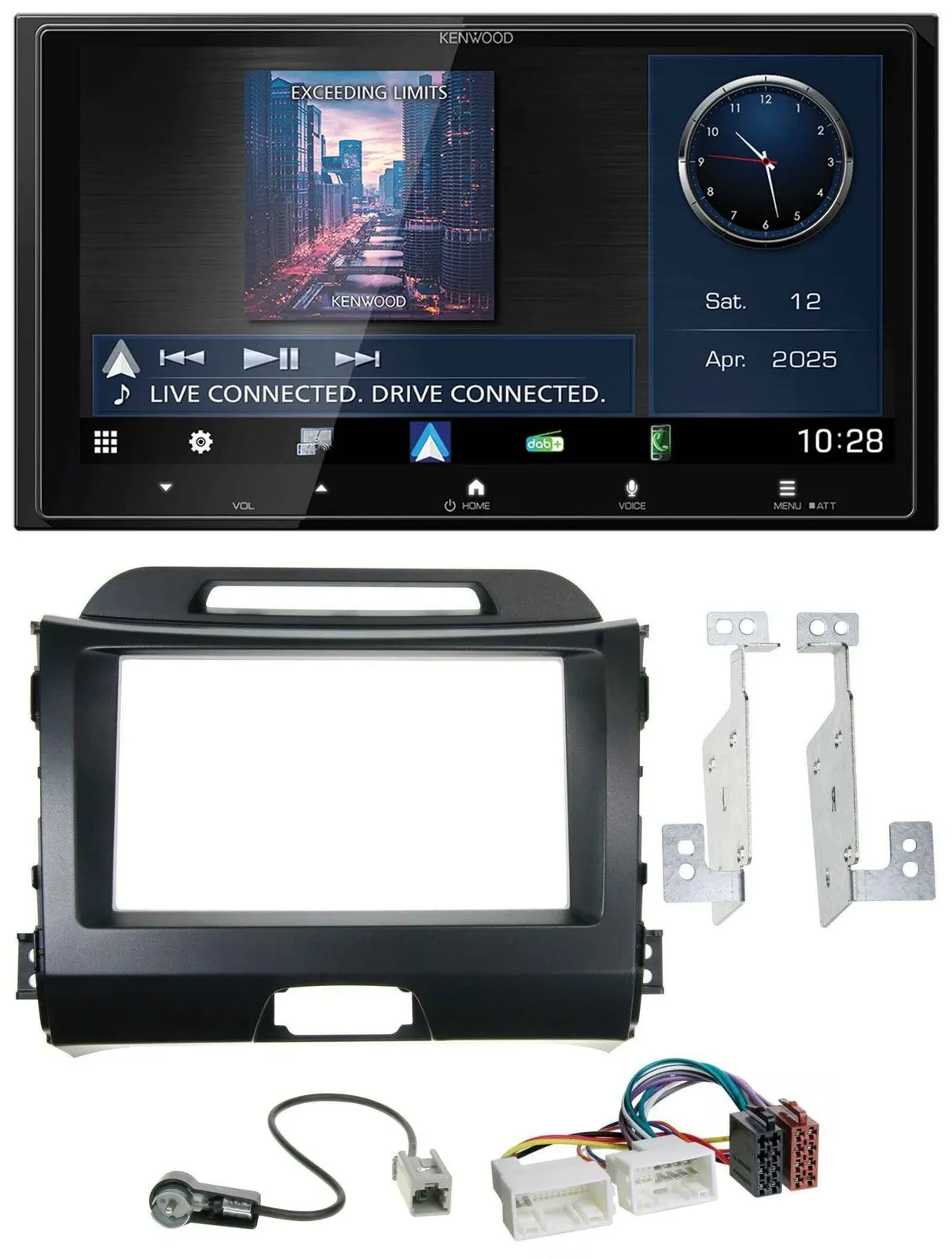 Автомагнитола для Kia Sportage 3 (2010–2015) Kenwood 2DIN Bluetooth USB DAB чёрная