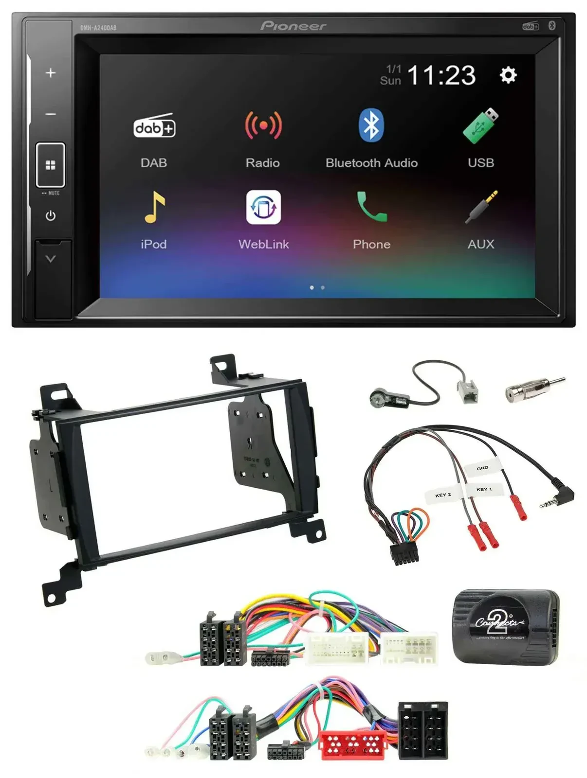 Автомагнитола для Hyundai Santa Fe (2010–2012) Pioneer 2DIN, DAB, Bluetooth, USB