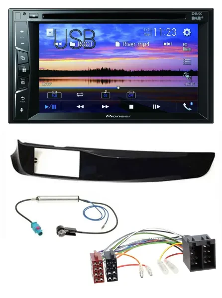 Pioneer Bluetooth 2DIN USB DVD DAB MP3 Autoradio für Alfa Giulietta schwarz glän
