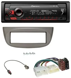Автомагнитола Pioneer для Renault Twingo (с 2012) MP3, USB, DAB, Bluetooth, бежево-серая