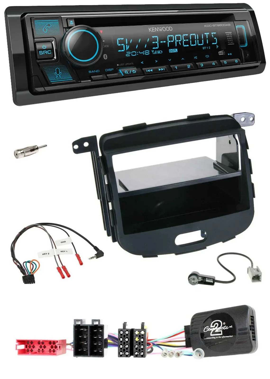 Автомагнитола Kenwood Bluetooth USB CD DAB для Hyundai i10 (2009–2013), чёрный, поддержка управления с руля