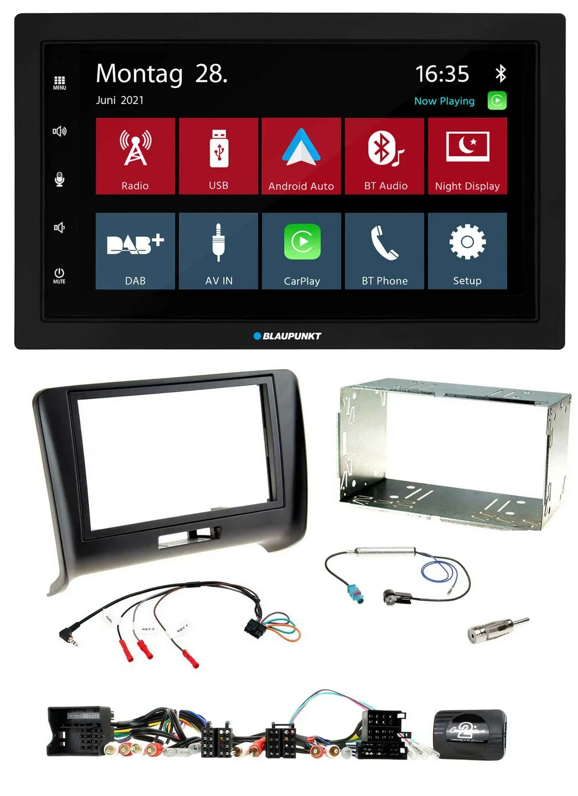 Blaupunkt Lenkrad Bluetooth DAB 2DIN USB Autoradio für Audi TT 2006-2014