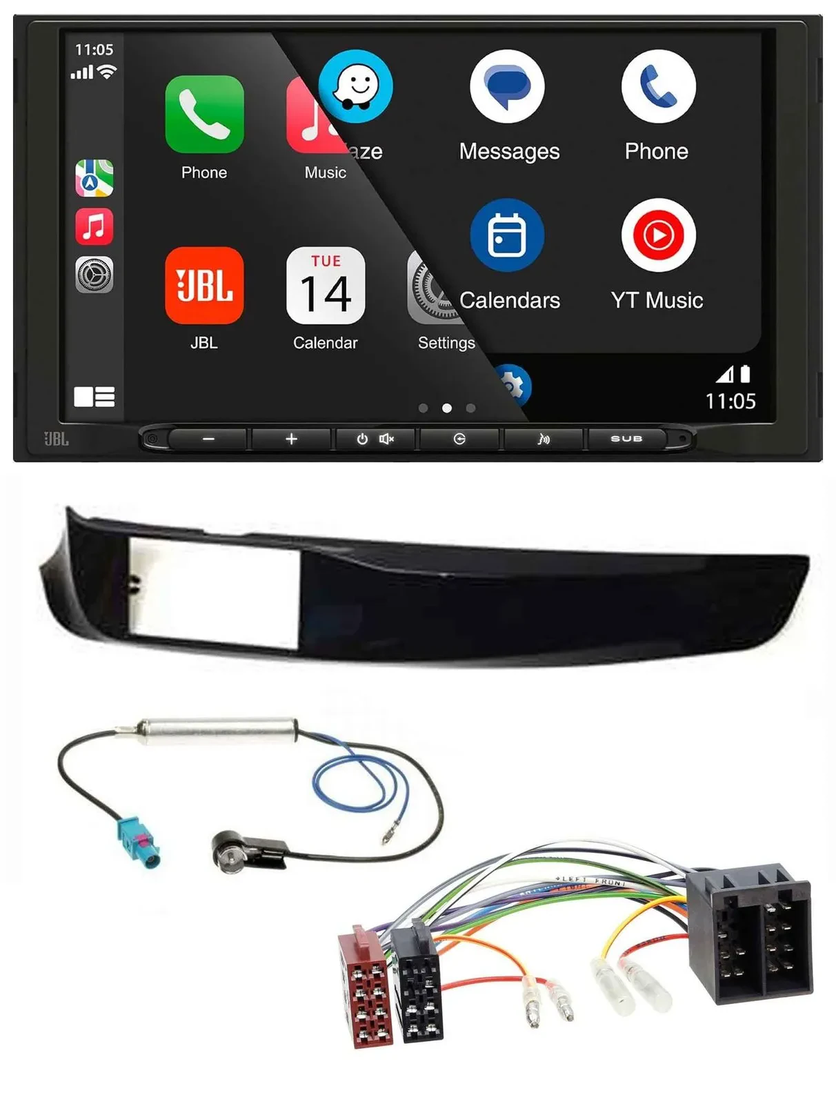 JBL USB 2DIN MP3 Bluetooth AUX Autoradio für Alfa Giulietta schwarz glänzend pia