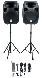 Rockville (2) 12" Bluetooth PA Church Speakers+Mic+Stands 4 Church Sound Systems